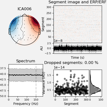 ICA006, Segment image and ERP/ERF, Spectrum, Dropped segments: 0.00 %